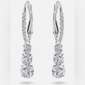 Swarovski Stilla Attract Hoop Earrings Round Cut White Rhodium Plated 5416155